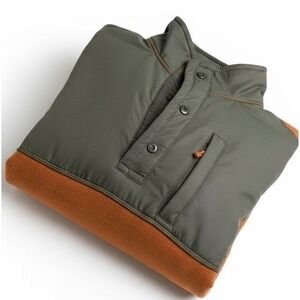 G. H. Bass Sweater Mens Size Med Rust  1/4 Snap  Long Sleeve Hiking Outdoor